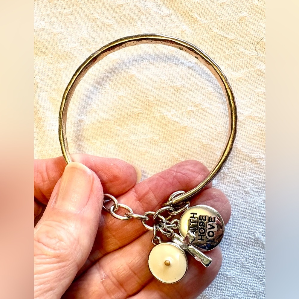 Silver Charm Bangle Bracelet